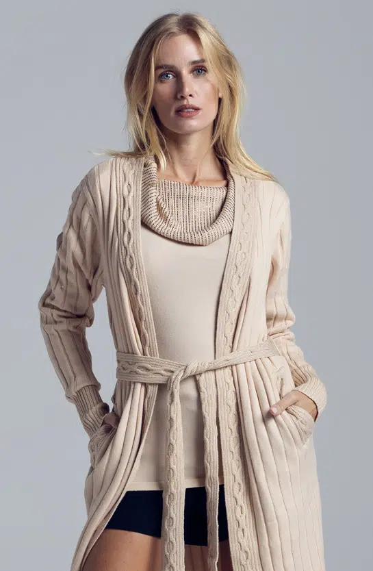 Casaco Tricot Tranças Lurex