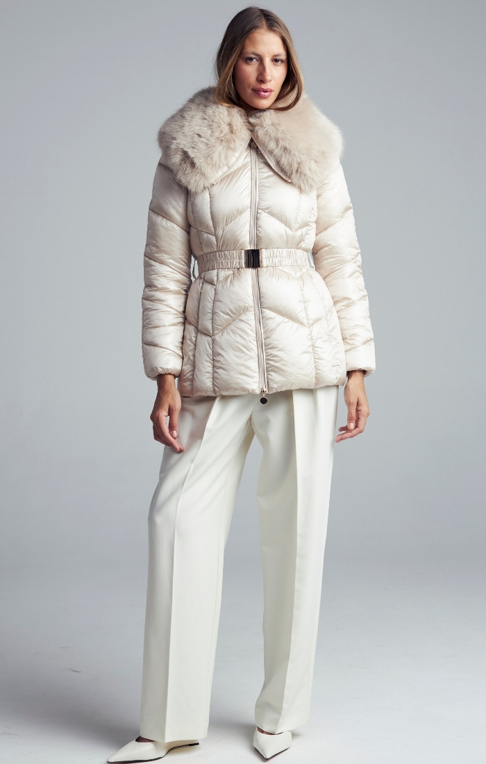 Jaqueta Nylon Puffer Offwhite - Patricia Azz